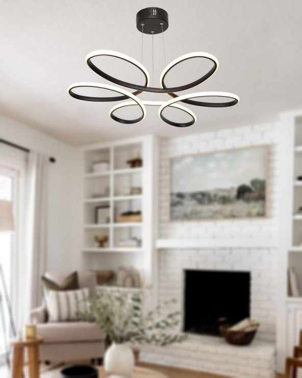 TT Aydınlatma TT313-SY  Papatya Modeli Mat Siyah Led Avize - 2