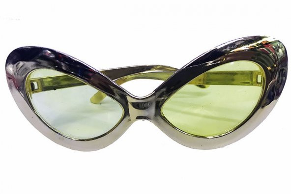 Metalize Yeşilçam 80 li 90 lı Yıllar Parti Gözlüğü Gümüş Renk 15x7 cm
