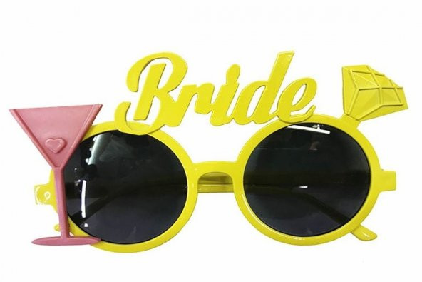 Sarı Altın Renk Bride Bekarlığa Veda Partisi Gözlüğü 8x16 cm