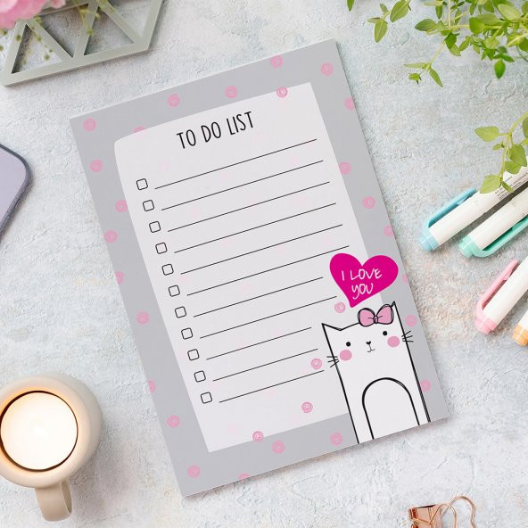 To Do List - I Love You Cat Not Defteri