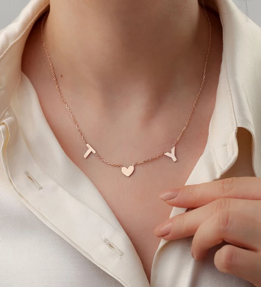 Vaoov 925 Ayar Gümüş Kişiye Özel Harfli Kolye ürün görseli