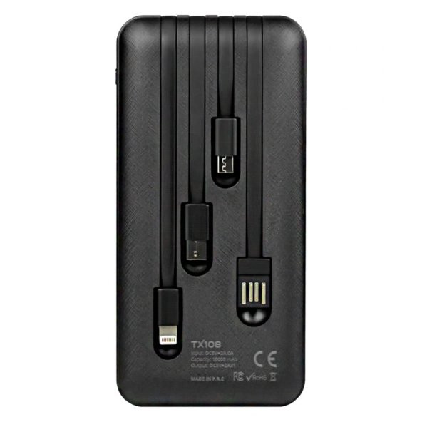 SİYAH GÖSTERGELİ EKSTRA KABLOLU 4 ÇIKIŞLI 10000 MAH POWERBANK - 2