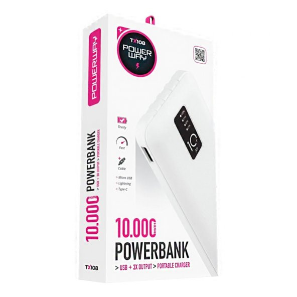 SİYAH GÖSTERGELİ EKSTRA KABLOLU 4 ÇIKIŞLI 10000 MAH POWERBANK - 4