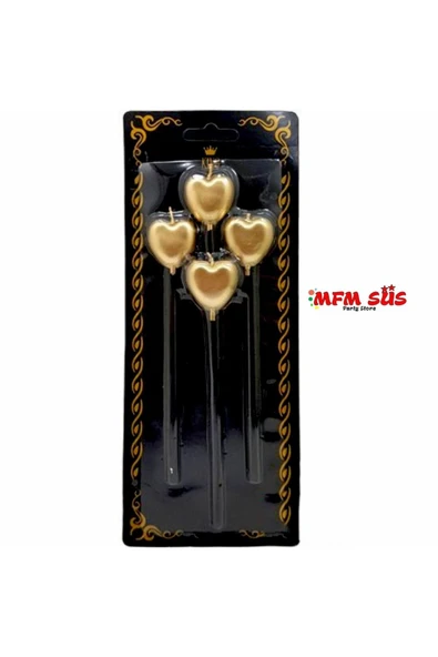 Parti 4 Adet Gold Kalp Mum