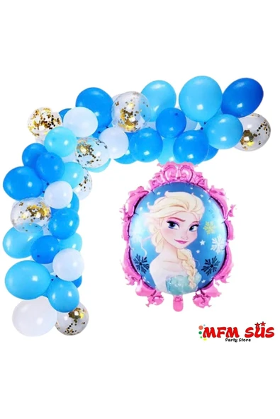 Parti Frozen Elsa Folyo Zincir Balon Doğum Günü Parti Seti