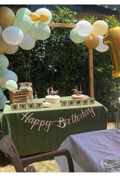 Parti Happy Birthday Ahşap Yazı - 2