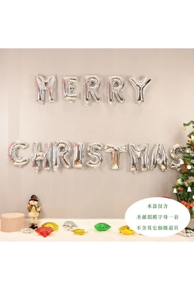 Parti Merry Chrıstmas Gümüş Folyo Balon