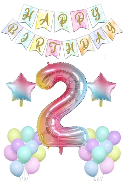 Parti 2 Yaş Rengarenk Folyo Balon Seti
