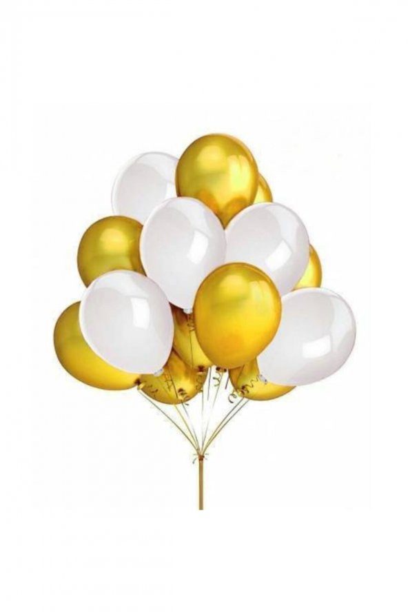 Altın Beyaz Metalik Balon 12 Inch 25 Adet