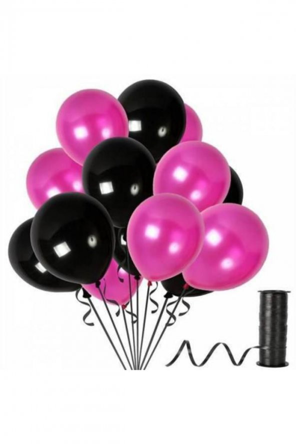 Siyah Fuşya Metalik Balon 12 Inch 25 Adet