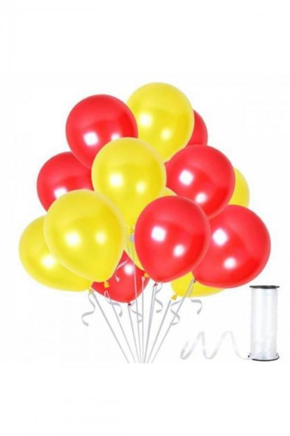 Sarı Kırmızı Metalik Balon 12 Inch 50 Adet