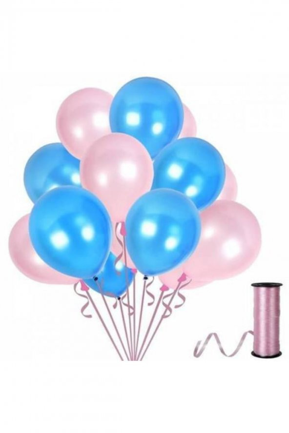 Pembe Mavi Metalik Balon 12 Inch 100 Adet