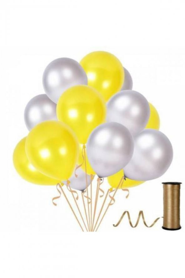 Sarı Gümüş Metalik Balon 12 Inch 100 Adet