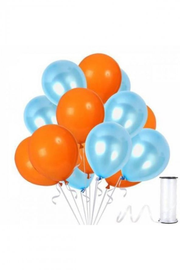 Turuncu Mavi Metalik Balon 12 Inch 100 Adet