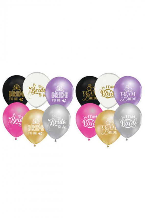Karışık Renkli Bride Tobe Metalik Balon 12 Inch 50 Adet
