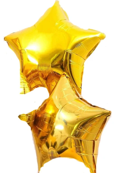 2 Adet Parlak Yıldız Şekil Gold Folyo Balon 18 Inç