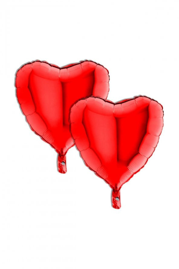 2 Adet Parlak Kalp Şekil Kırmızı Folyo Balon 18 Inç