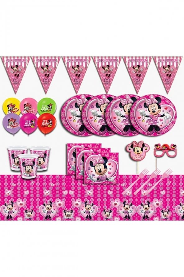 Minnie Mause Doğum Günü Seti Ekonomik 8 Kişilik Minnie Mause Set