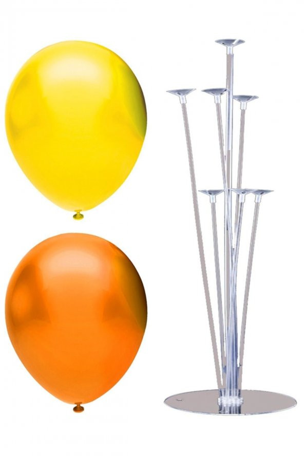 7 Çubuklu Balon Standı + 100 Adet Balon ( Turuncu, Sarı )