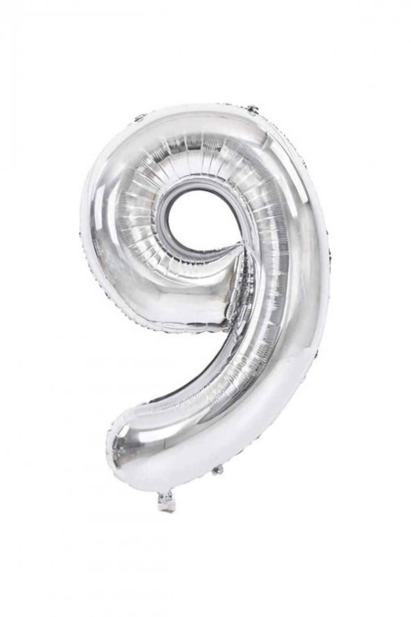 Folyo Balon 9 Rakamı Gümüş 16 Inç (40 Cm)