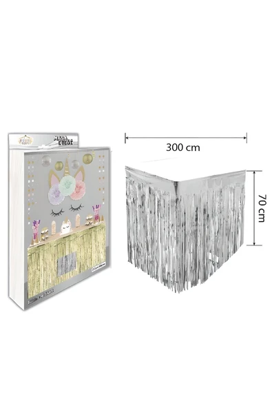 Mini Party Store Püskül Masa Eteği Gümüş 70*300 Cm