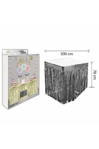Mini Party Store Püskül Masa Eteği Siyah 70*300 Cm