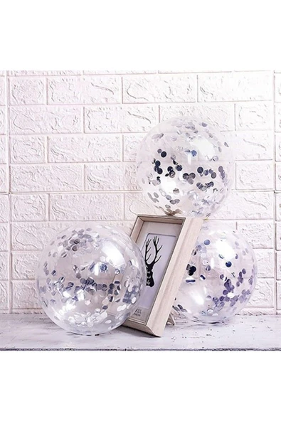Beyaz Gümüş Konfetili Balon - 2