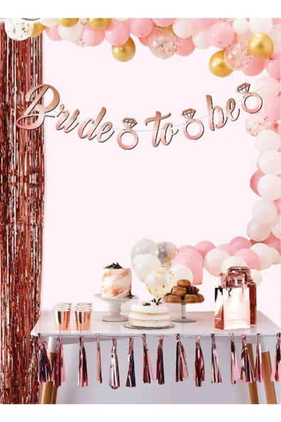 - Bride To Be Rose Gold Banner Kutlama Gelin Olacak Parti Yazısı
