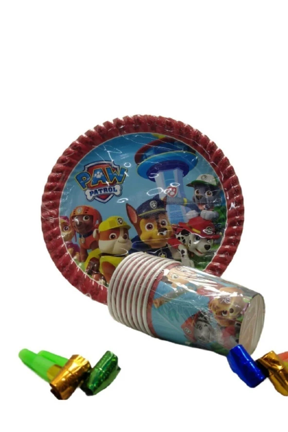 Paw Patrol Karton Tabak Bardak 8 Kişilik