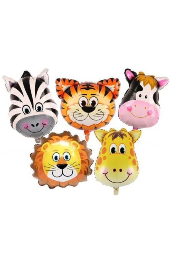 Balon Safari Serisi Hayvanlar Tlı Folyo Balon 5 Li Set