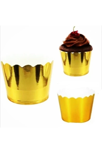 Metalize Gold Cupcake Muffin Kapsülü 12'li