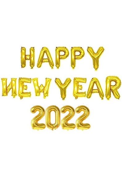 Happy New Year 2022 Gold Folyo Balon 35 Cm