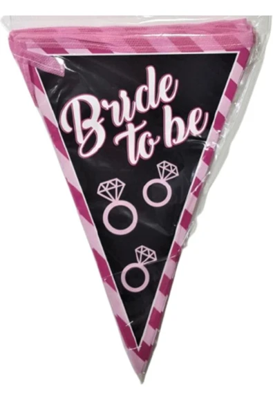 Bride To Be Siyah Pembe Renk Üçgen Flama 2 Metre / 10 Bayrak