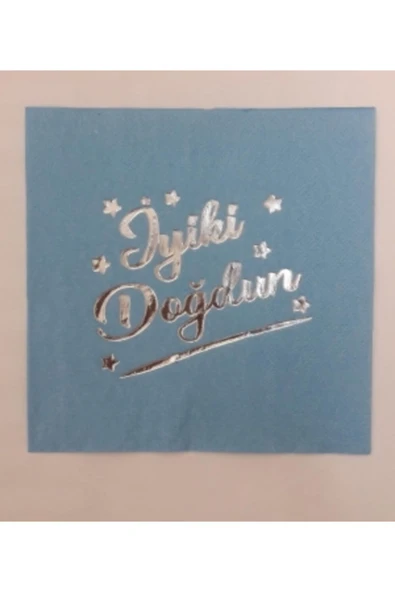 Parti Iyi Ki Doğdun Mavi-gümüş Varak Yaldızlı Peçete 16 Adet