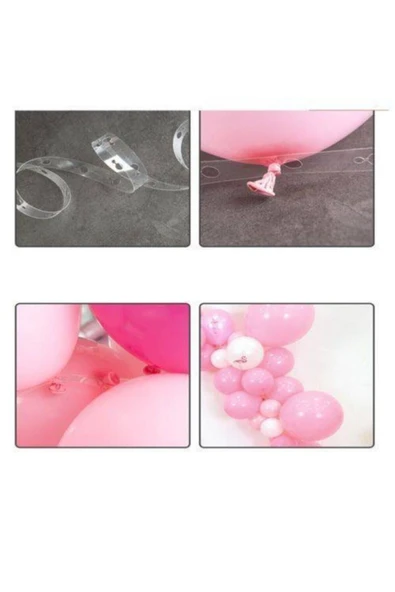 Pembe Gold Happy Banner Ve 100 Adet Metalik Balon Ve Balon Zinciri Pembe Konsept Banner Ve Balon - 3