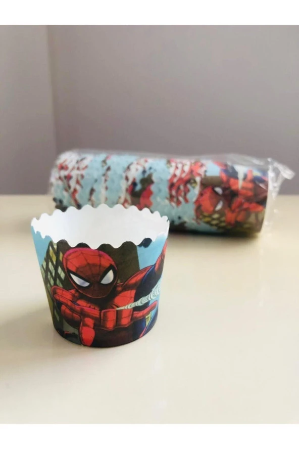 Muffin Cupcake Mini Kek Kalıbı Kapsülü Örümcek Adam Temalı 25li