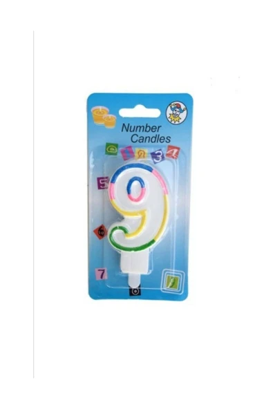 Renkli 9 Yaş Rakam Mum