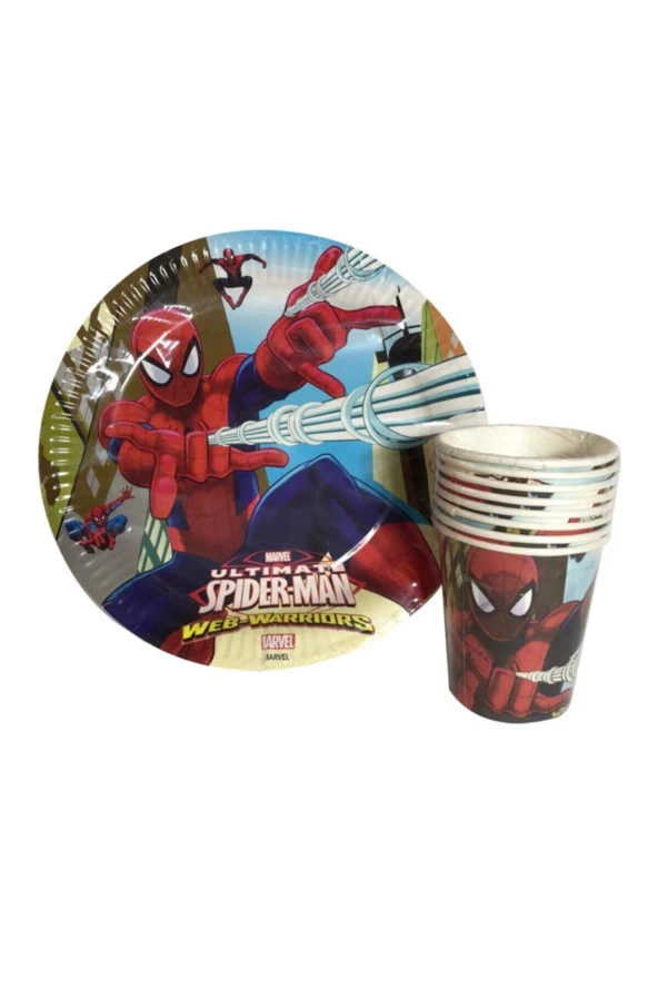 Sipiderman (örümcek Adam) Tabak Bardak 8 Li Takım