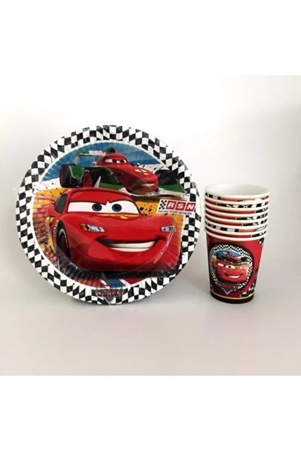 Cars Şimşek Mcqueen 8 Li Tabak Bardak