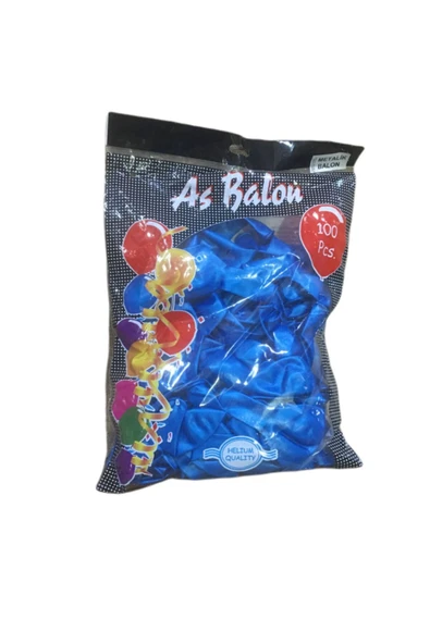 Saks Mavi 100'lü Metalik Balon Paket