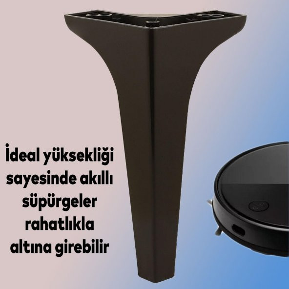 Lüks Mobilya Kanepe Sehpa TV Ünitesi Koltuk Ayağı 19 cm Siyah Baza Ayak - 3