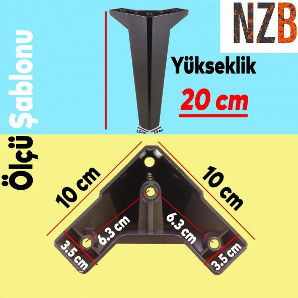 Lüks Mobilya Kanepe Sehpa TV Ünitesi Koltuk Ayağı 20 cm Siyah Baza Ayak - 5