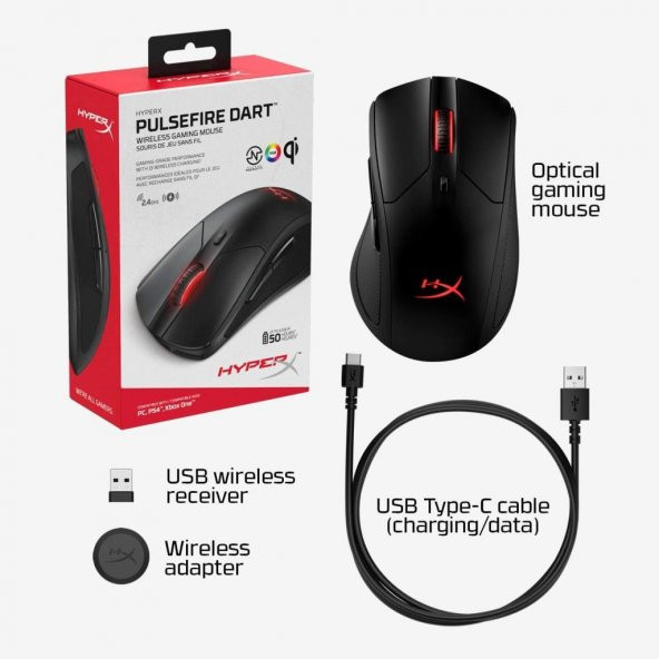 HyperX Pulsefire Dart Wireless Gaming Mouse HX-MC006B Outlet - Resim 2