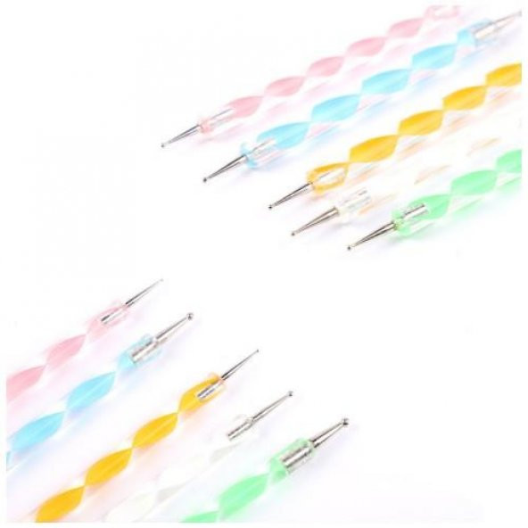 Sarsal Dot Kalemi Nail Art Tırnak Süsleme Kalemi 5 Adet Protez Tırnak - 2