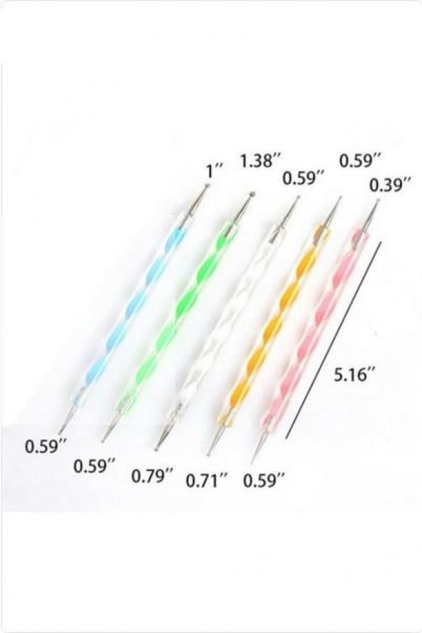 Sarsal Dot Kalemi Nail Art Tırnak Süsleme Kalemi 5 Adet Protez Tırnak - 3