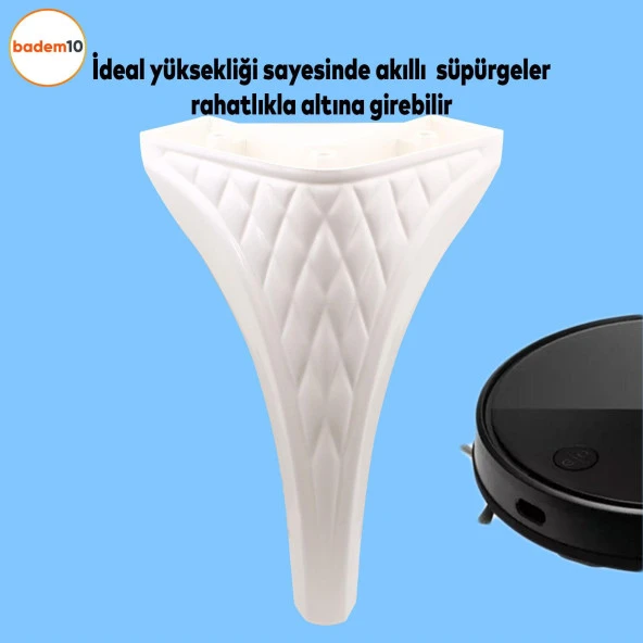 Petek Lüks Mobilya Kanepe Sehpa TV Ünitesi Koltuk Puf Ayağı 20 cm Beyaz Baza Ayak - Resim 2