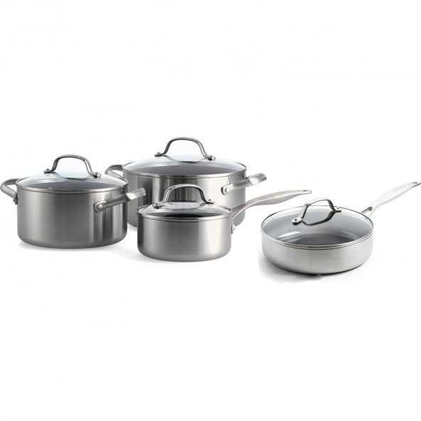 Greenpan Geneva 3PLY 8 Parça Çelik Tencere Seti CC005244-001/CC004782-001