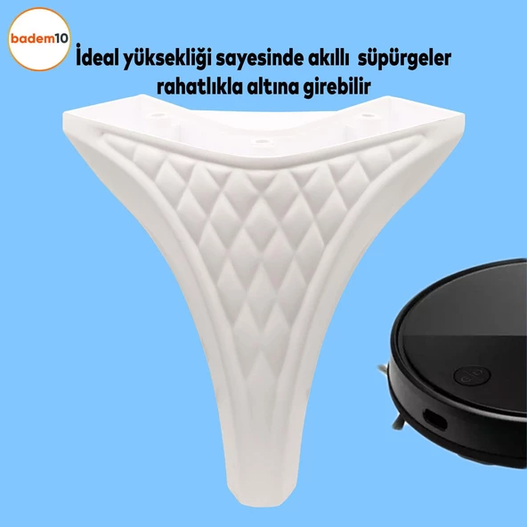 Petek Lüks Mobilya Kanepe Sehpa Tv Ünitesi Koltuk Puf Ayağı 15 Cm Beyaz Baza Ayakları - 2