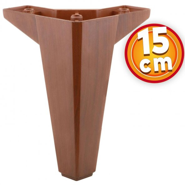 Lüks Mobilya Kanepe Sehpa TV Ünitesi Koltuk Ayağı 15 cm Ahşap Desenli Kahverengi Baza Ayak