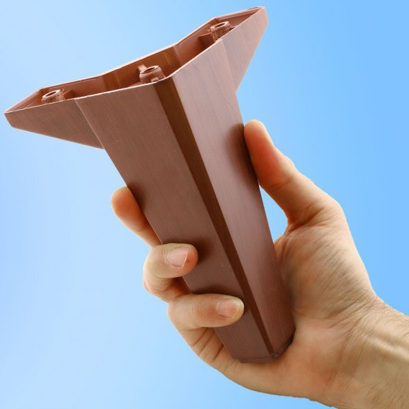Lüks Mobilya Kanepe Sehpa TV Ünitesi Koltuk Ayağı 15 cm Ahşap Desenli Kahverengi Baza Ayak - 2